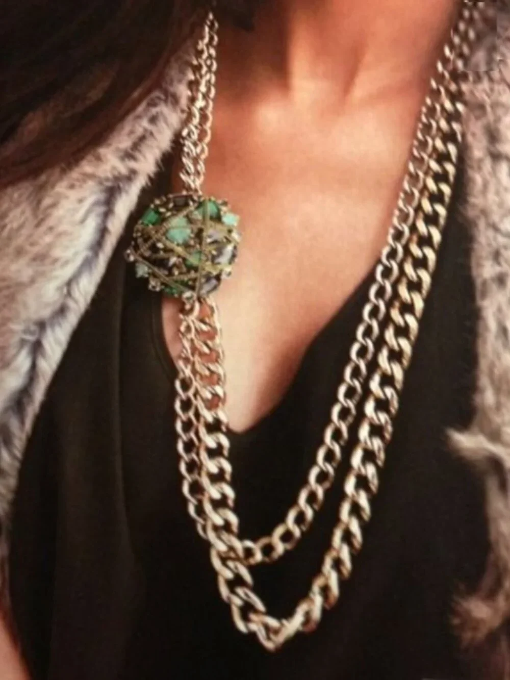 Stella & Dot After The Rain Chain Wrapped Brooch/Pendant